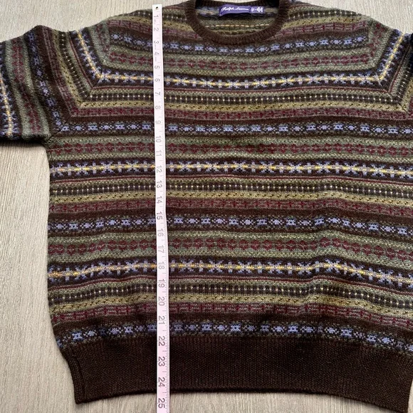 Ralph Lauren Purple Label Cashmere Alpaca Fair Isle Sweater Made in Italy L - Picture 3 of 7